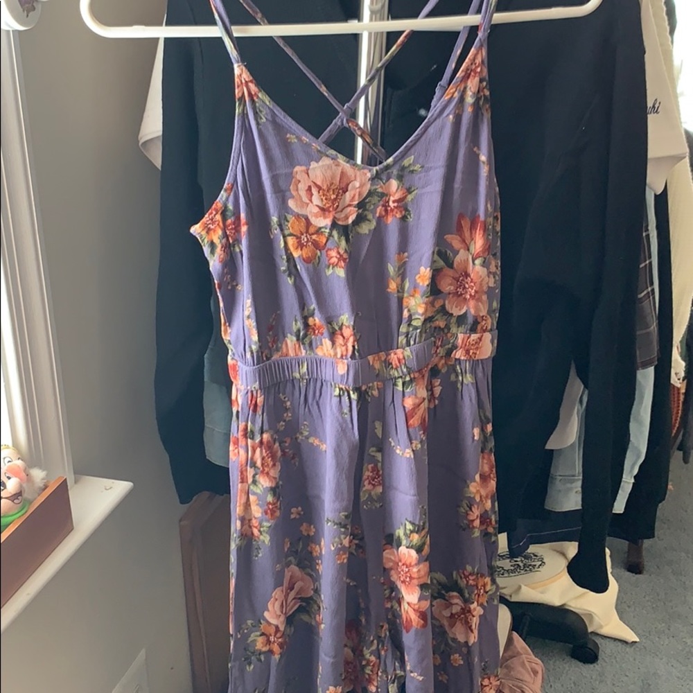 American Eagle purple floral jumpsuit